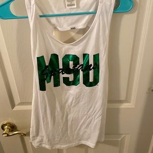 PINK brand. Distressed MSU Spartans muscle tee/tank. Size large.